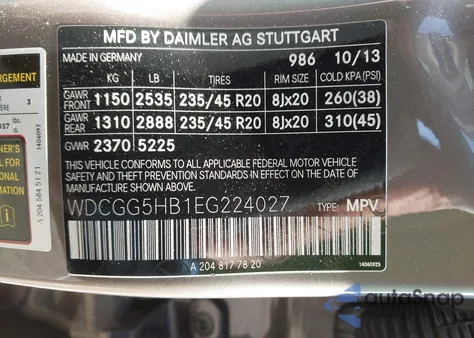 2014 Mercedes-Benz Glk 350 из США, поврежденный, VIN WDCGG5HB1EG224027